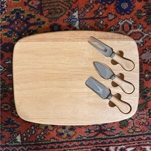 Wooden Cheese Board with Knives Set